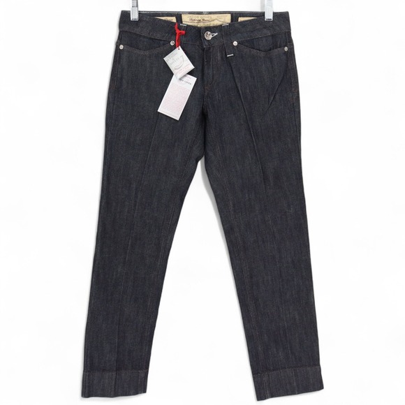 Jacob Cohen Tailored Jeans Size 27 Rare Luxury Denim Dark Wash Handmade Low Rise - Picture 1 of 11